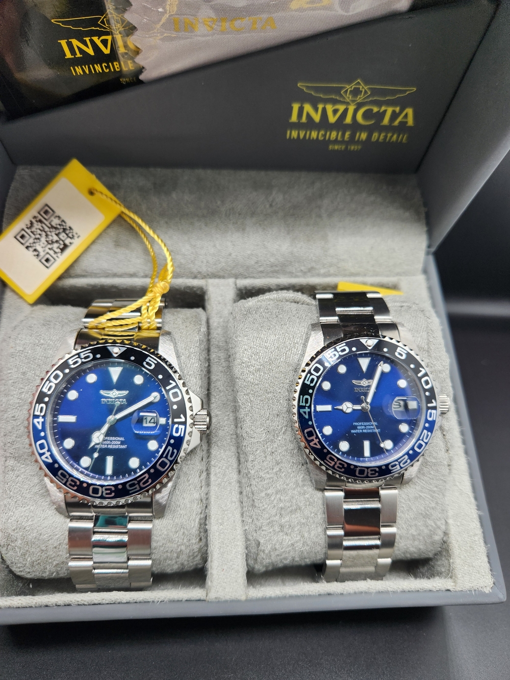 Invicta Men's Stainless Steel Dual Blue Dial Dive Watches